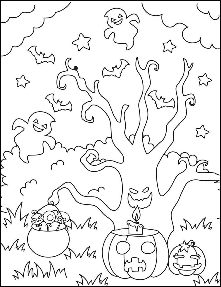 Halloween coloring pages for kids vector