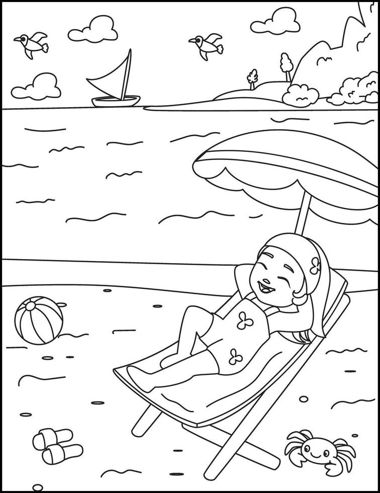 Summer Coloring Pages for Kids illustration vector