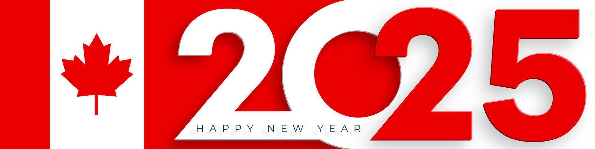 Happy New Year 2025, festive pattern with canada flag concept vector