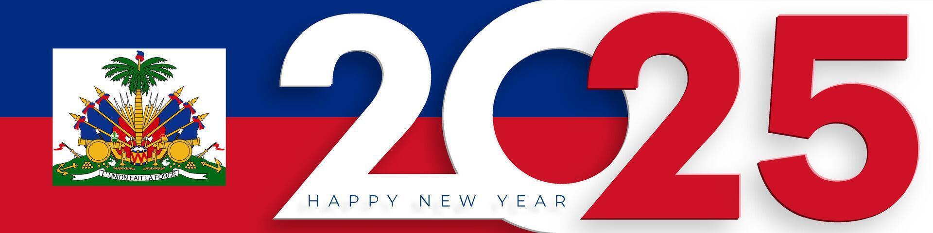 contento nuevo año 2025, festivo modelo con Haití bandera concepto