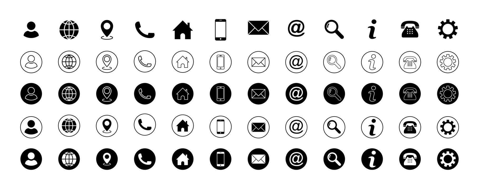 Contact icon set, Business icons, Web icon collection, Contact and web icon set. vector