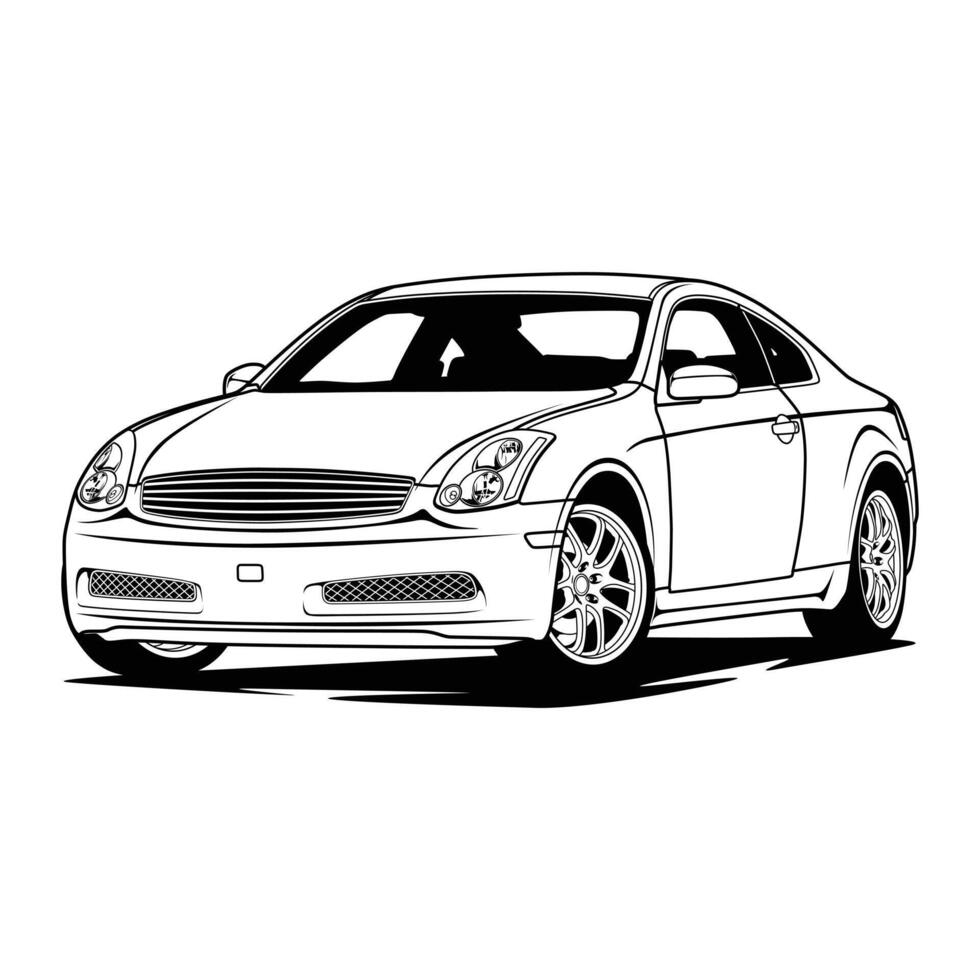 Black and White view car illustration for conceptual design vector