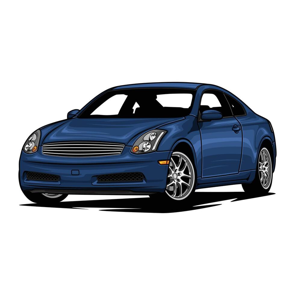 Perspective view blue car illustration for conceptual design vector