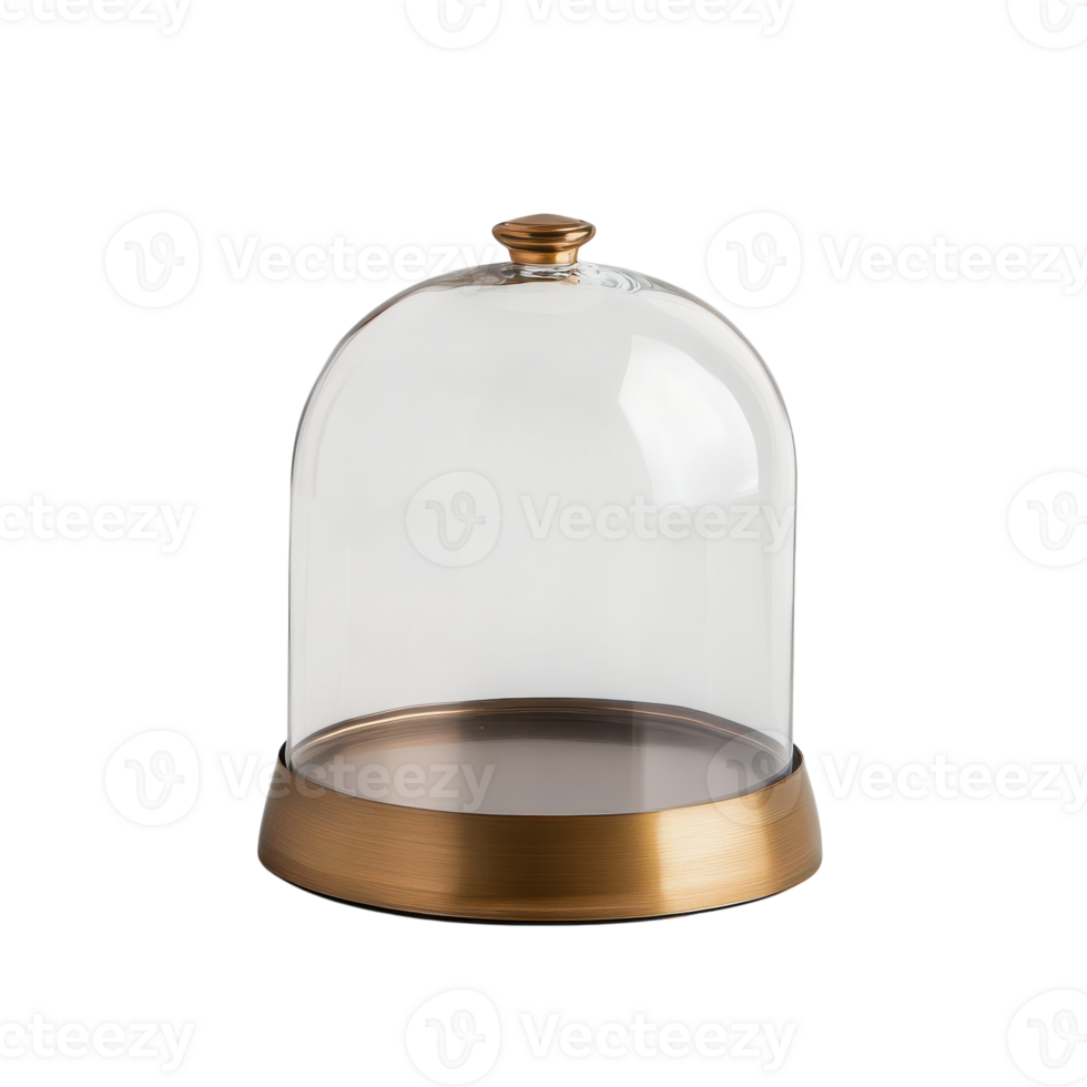 Elegant Glass Cloche with Metallic Base for Home Decor and Display Transparent Background png