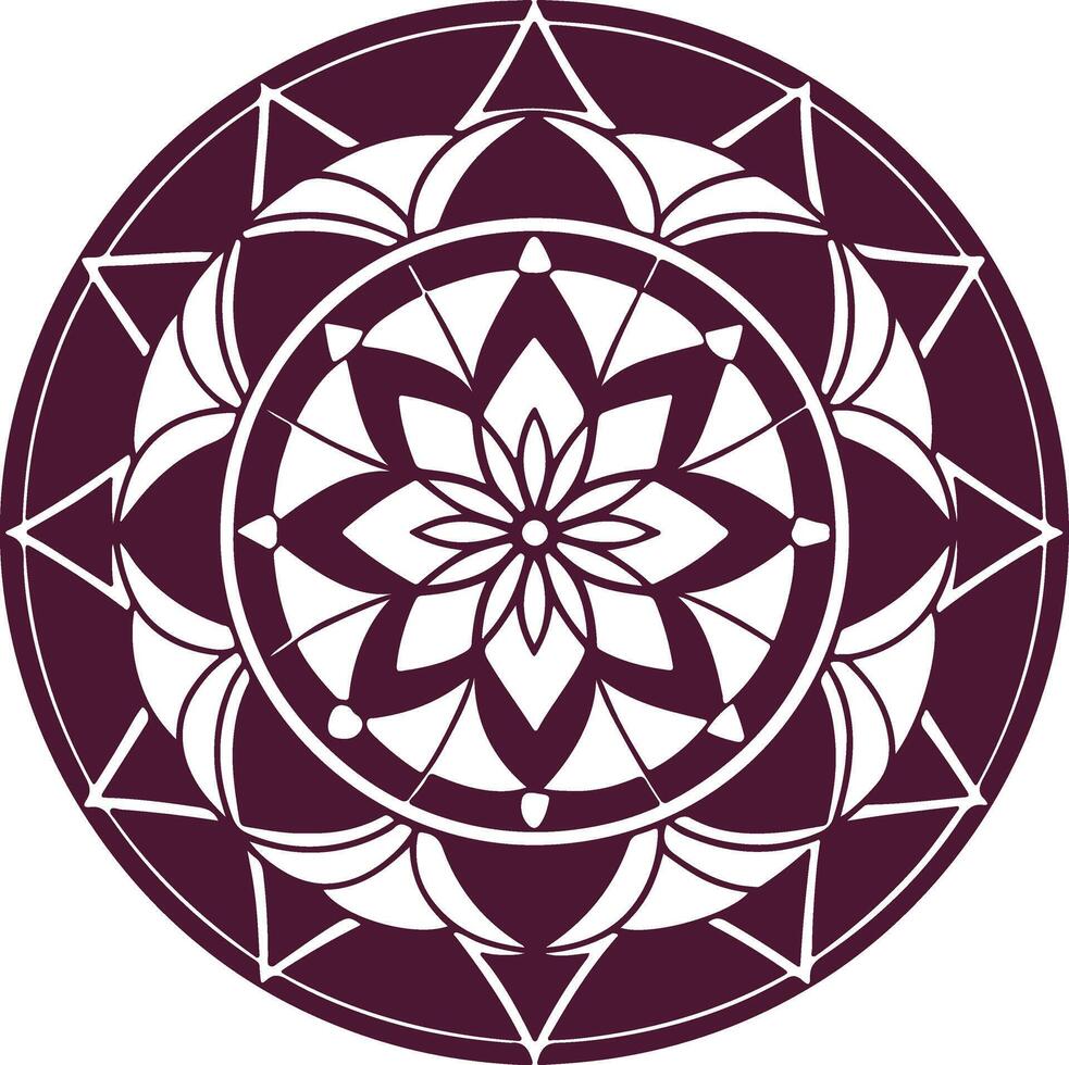 A circular design with a flower in the center vector