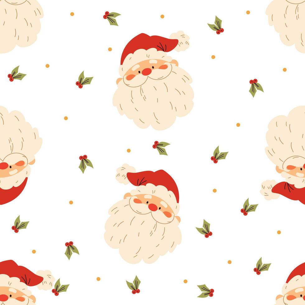 Seamless pattern. Cute Santa Claus on white background vector