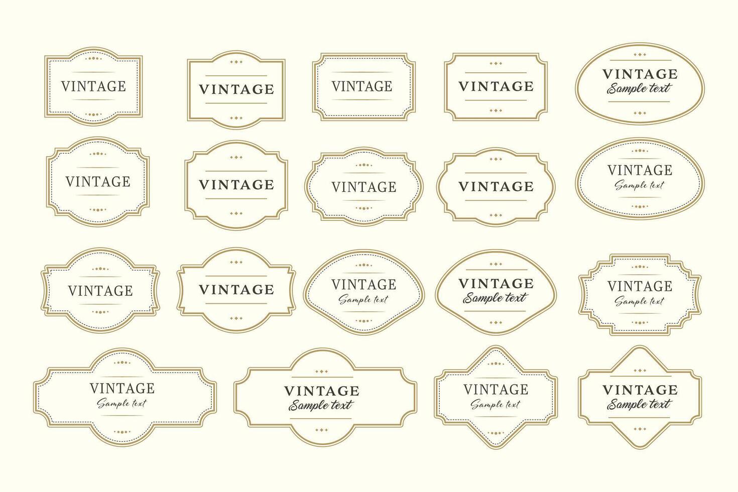 Set elegant retro vintage frame, on beige background with empty space. illustration vector