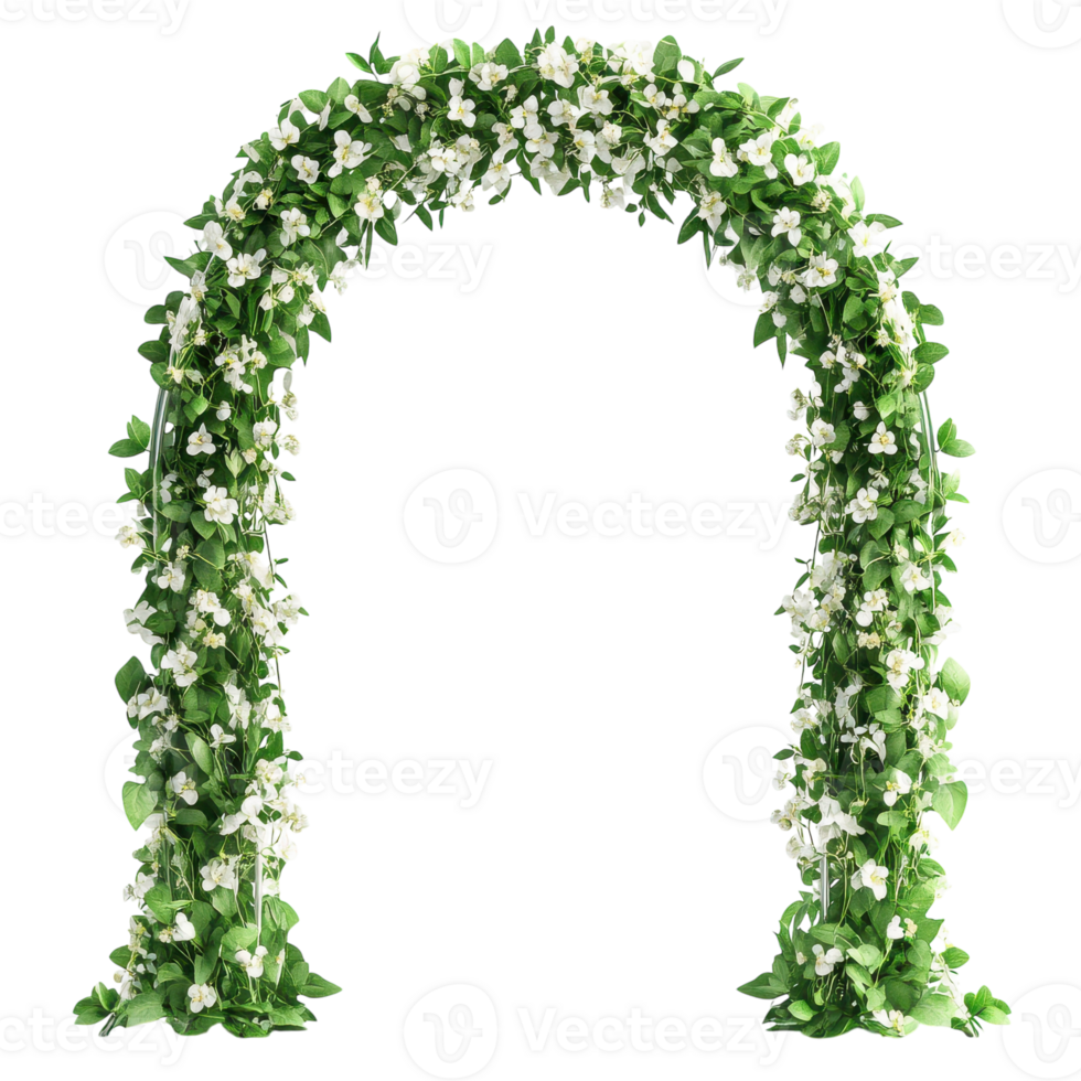 Elegant Wedding Arch Decorated with White Flowers for Celebrations Transparent Background png