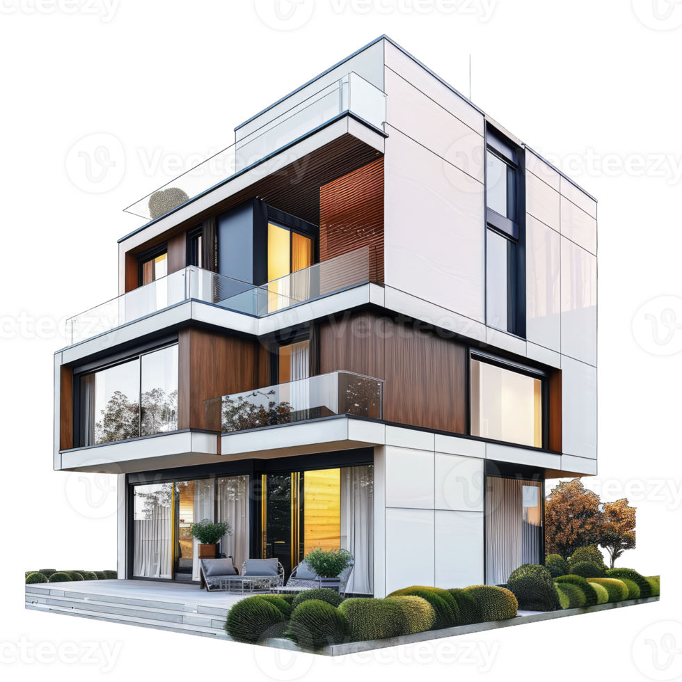 Modern house with white and black exterior png
