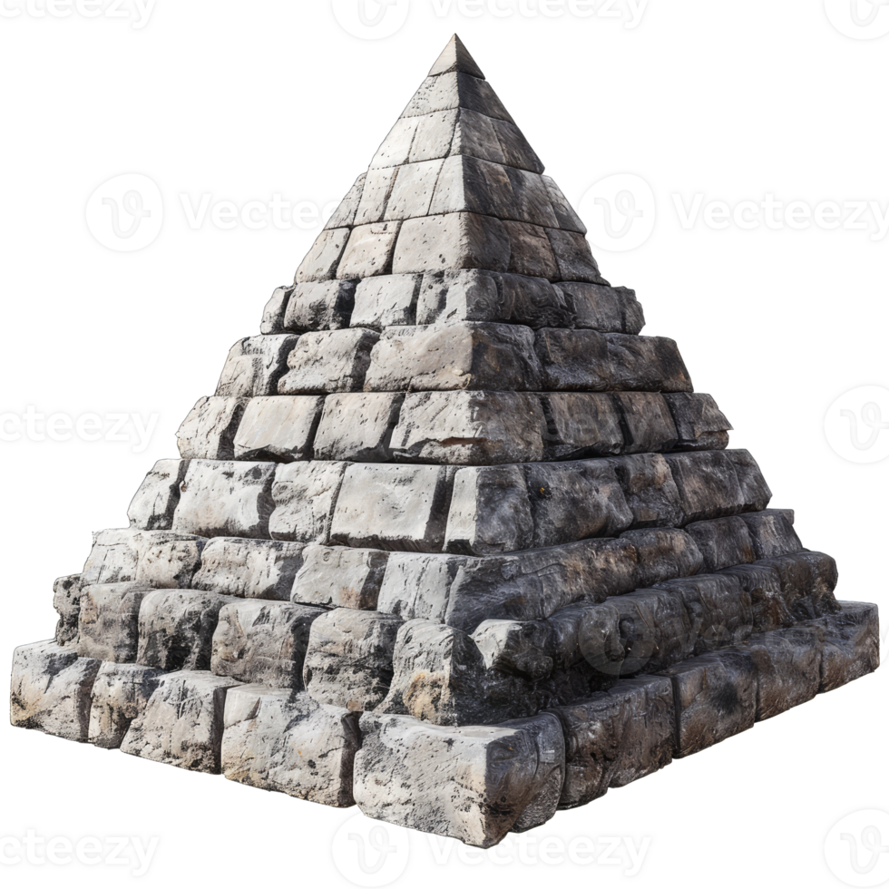 The pyramid is made of stone and has a large stone base png