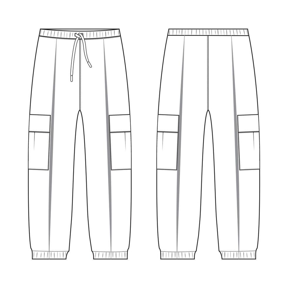 Trouser pant front and back with pocket on knee vector