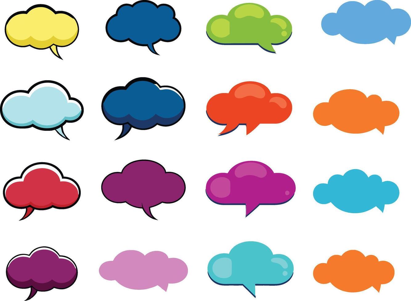 cloud shape 3D speech bubble icon.colorful speech bubble icon clip art set. vector