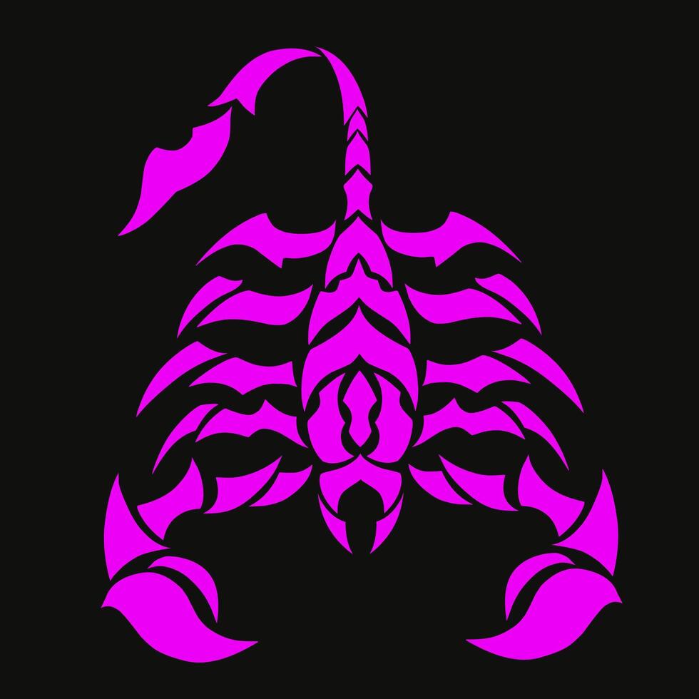 illustration graphic of tribal art design purple scorpion tattoo vector
