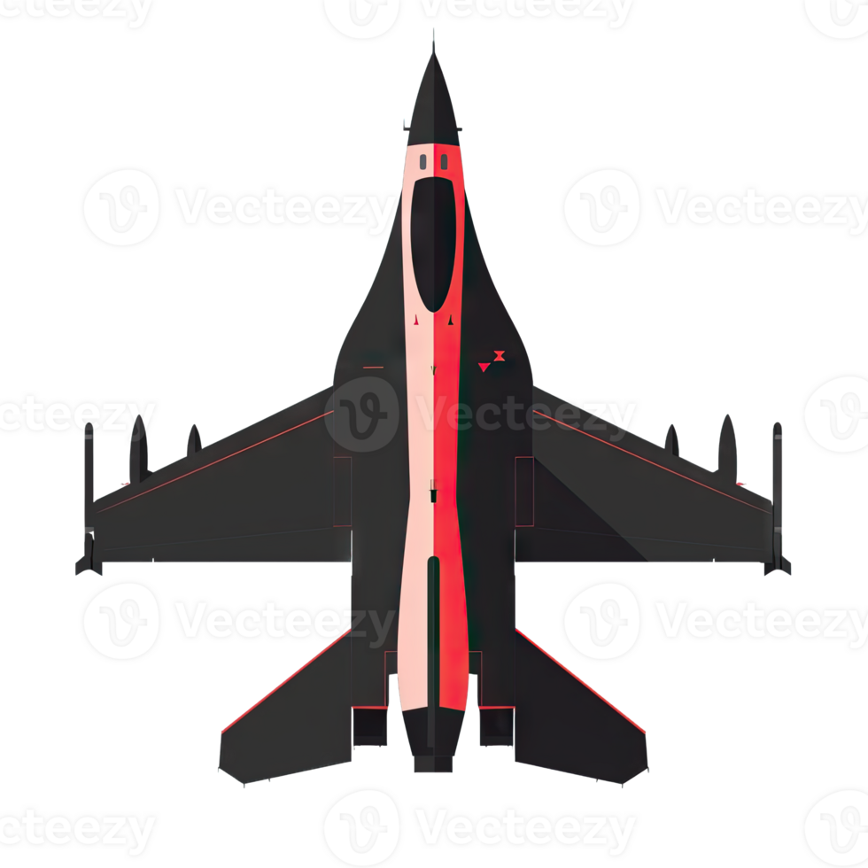 A fighter jet with red and black stripes png