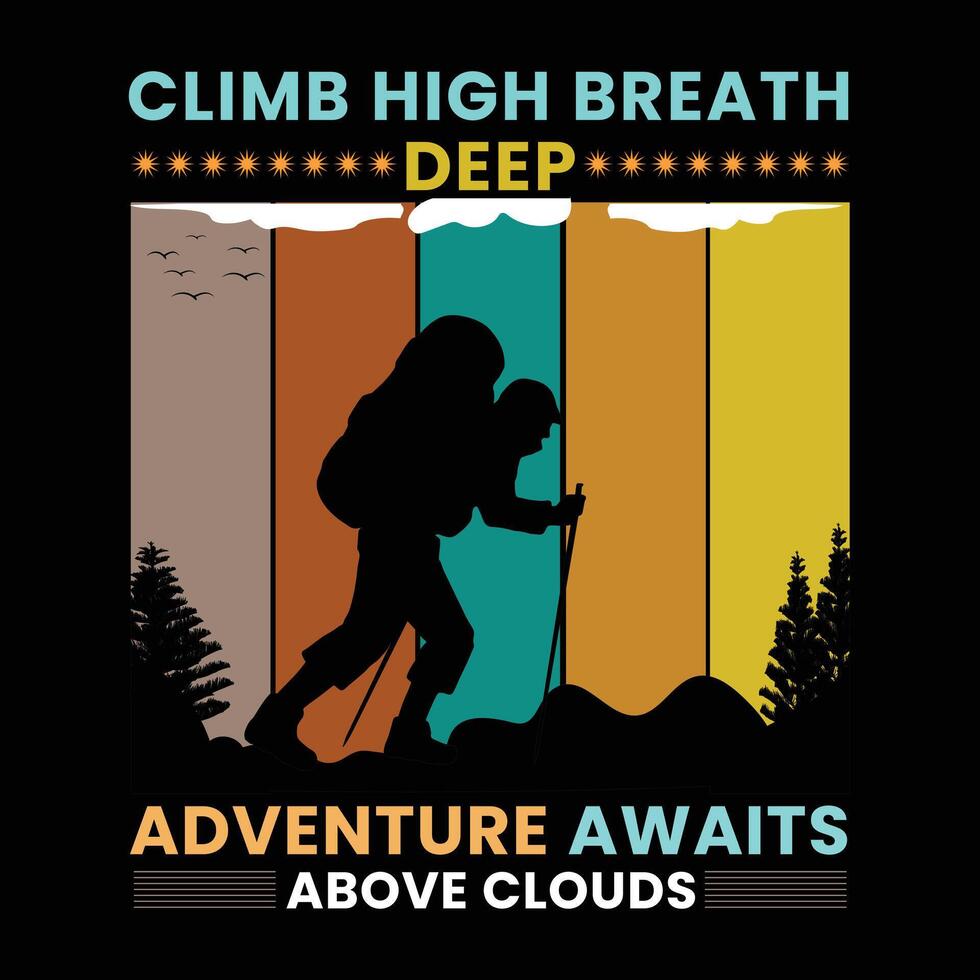 Imaginative and Alluring T-Shirt Designs for Adventurers Who Love the Mountain vector