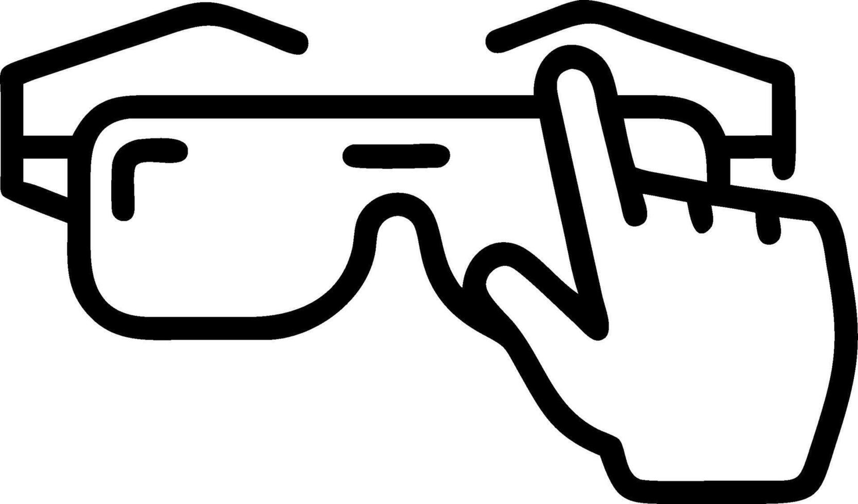 A hand pointing to a pair of glasses vector