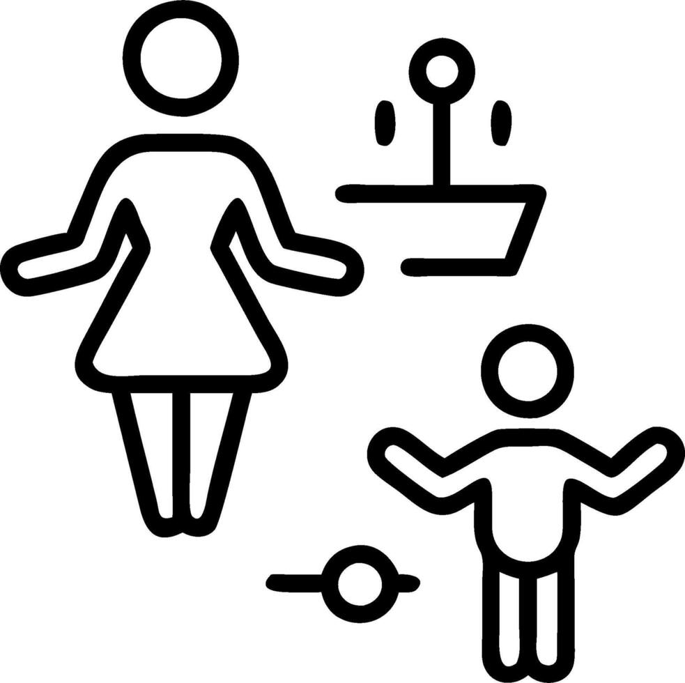 A woman and child are standing in front of a bathroom vector