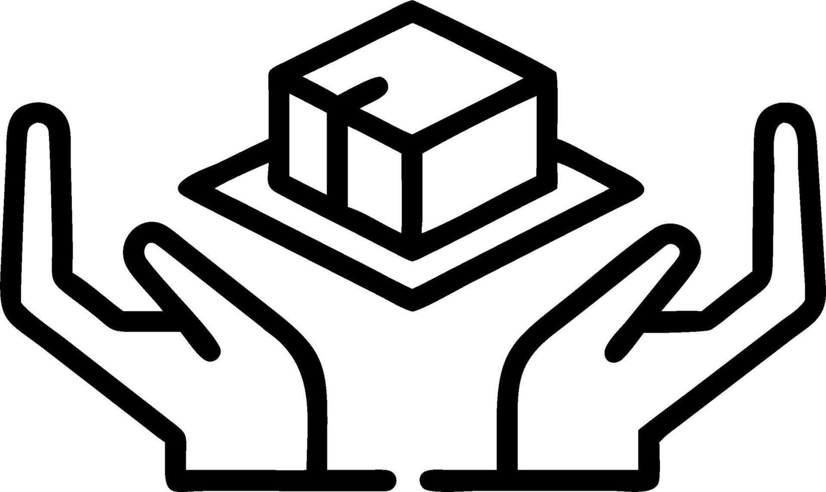 Hand holding a box icon vector