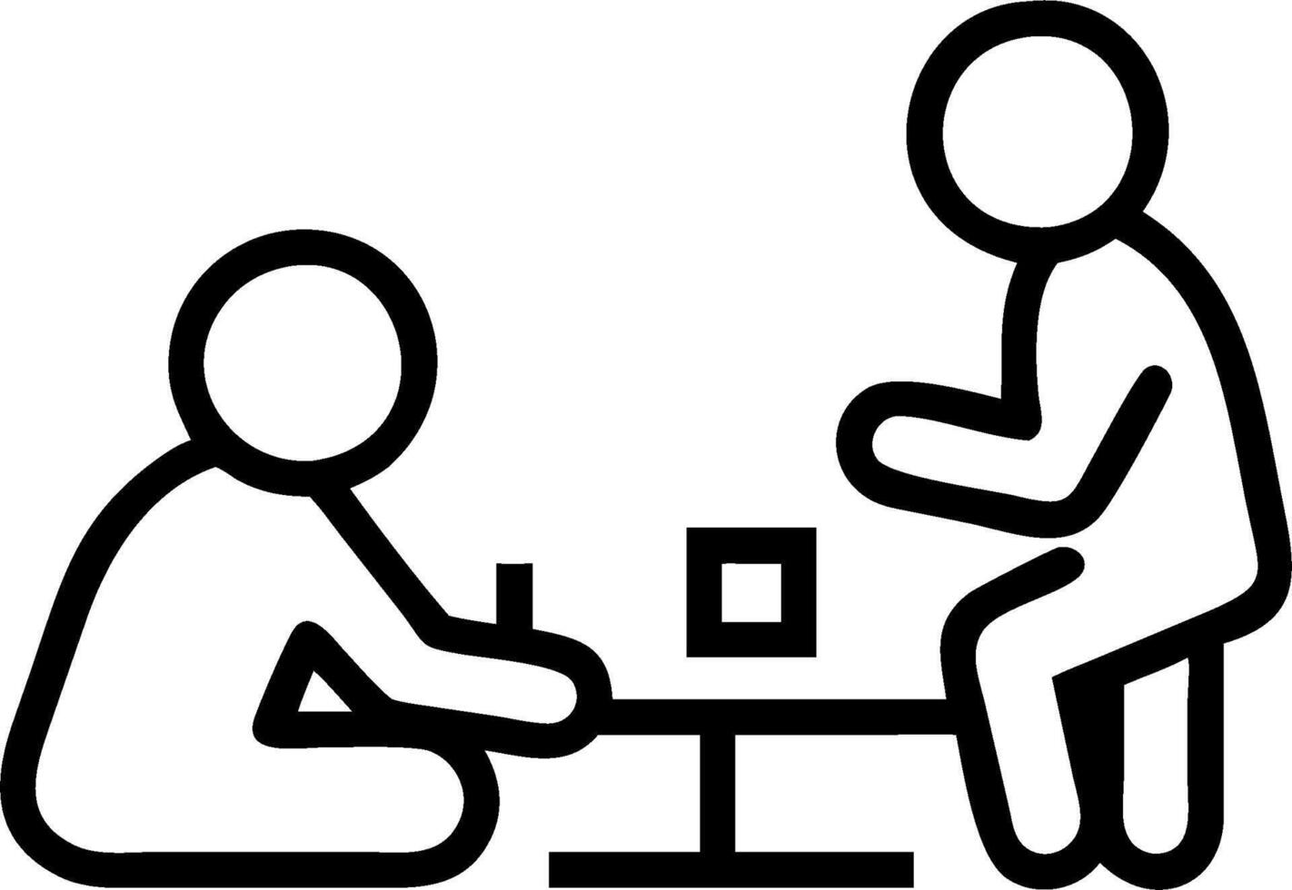 Two people playing chess on a table vector