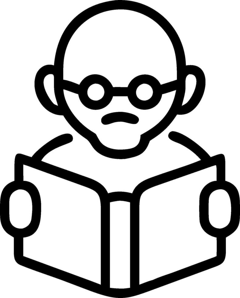 A man reading a book with glasses on vector