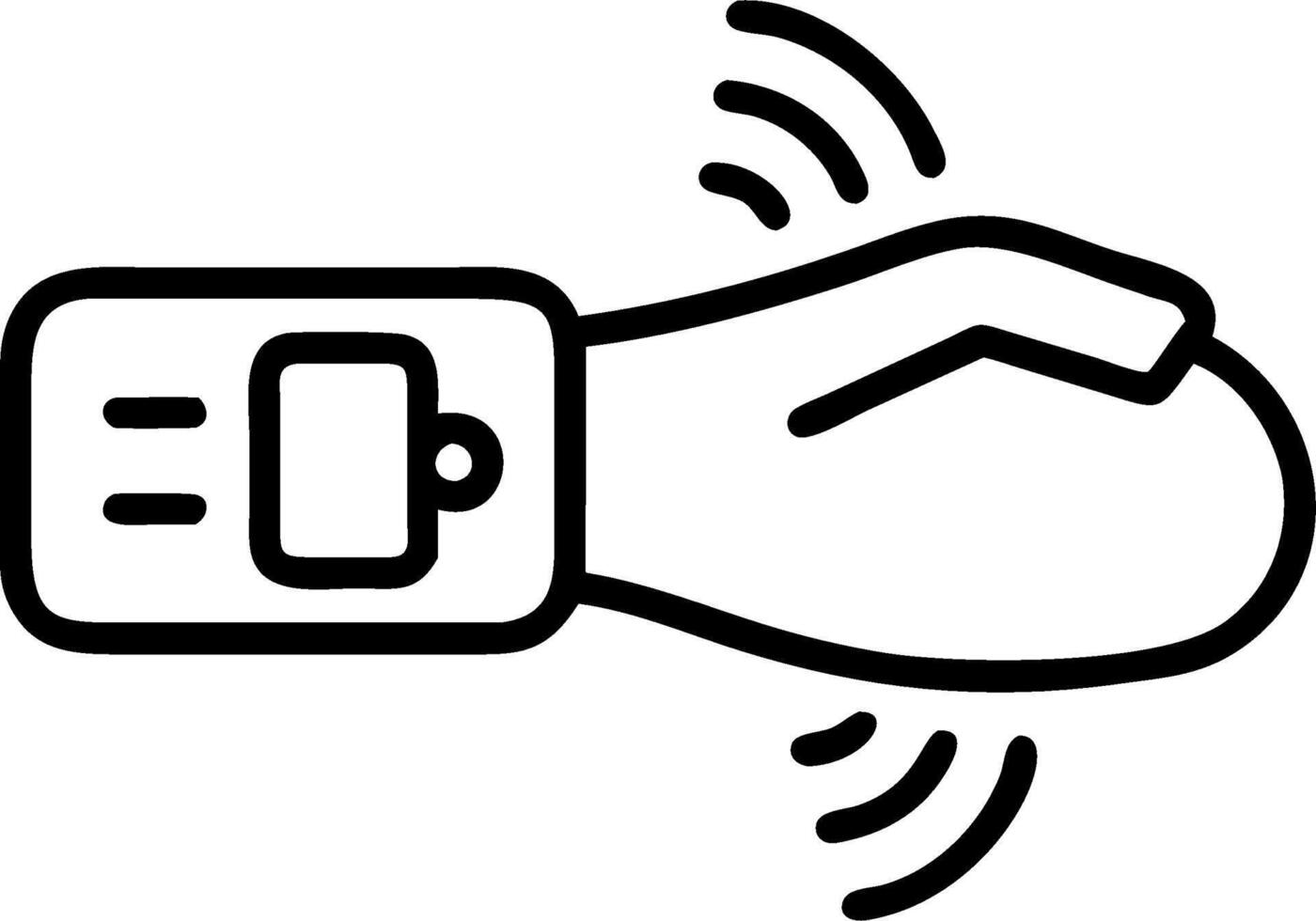 A black and white illustration of a hand holding a phone vector