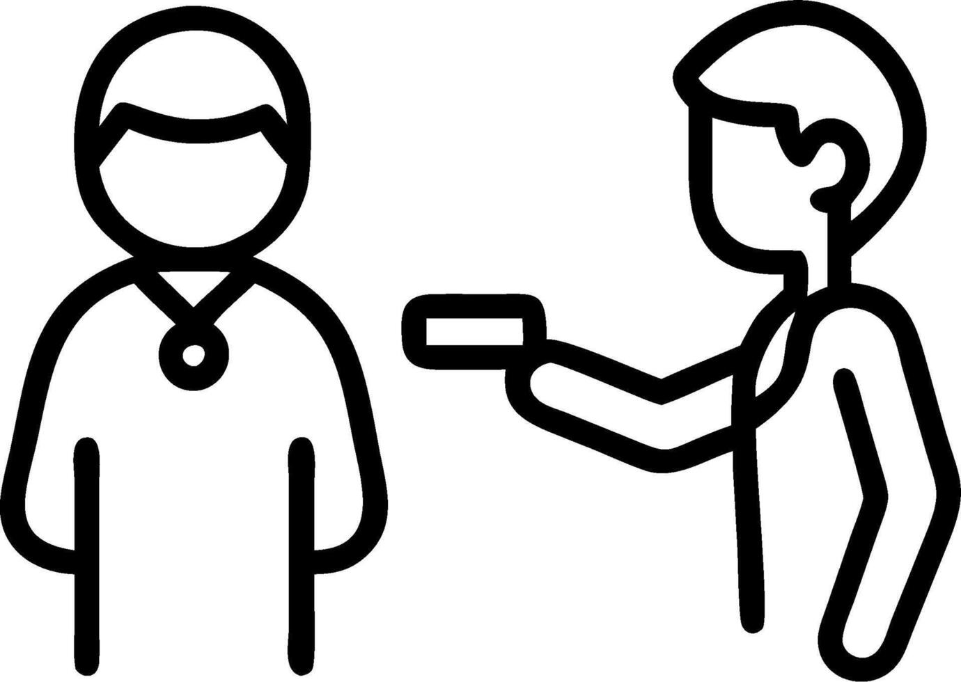 A doctor is giving a patient a card vector