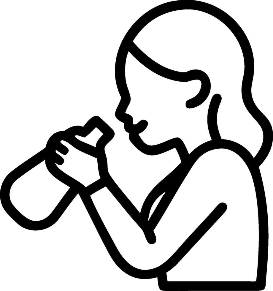 A woman drinking water from a bottle vector
