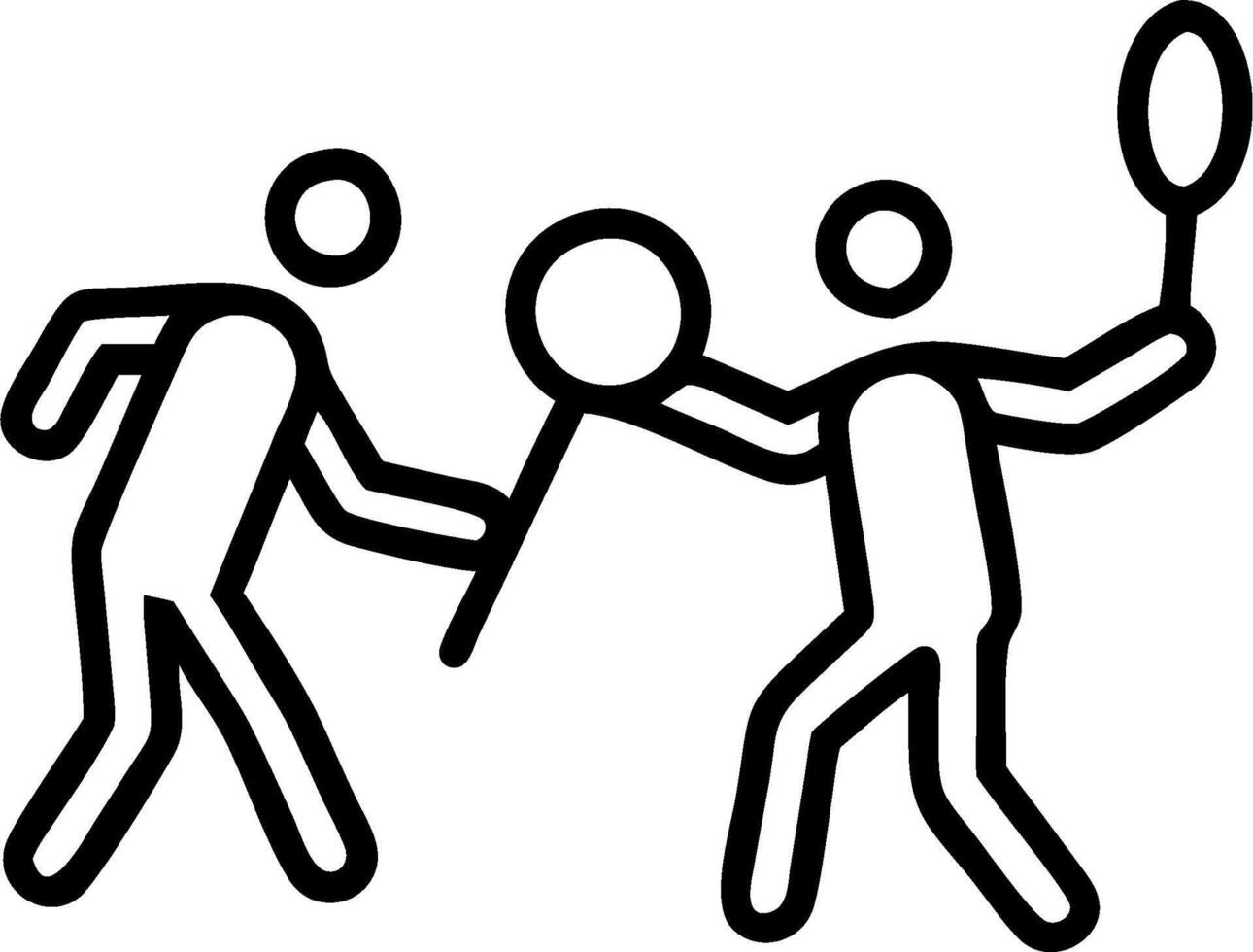 Two people playing badminton with a racket vector