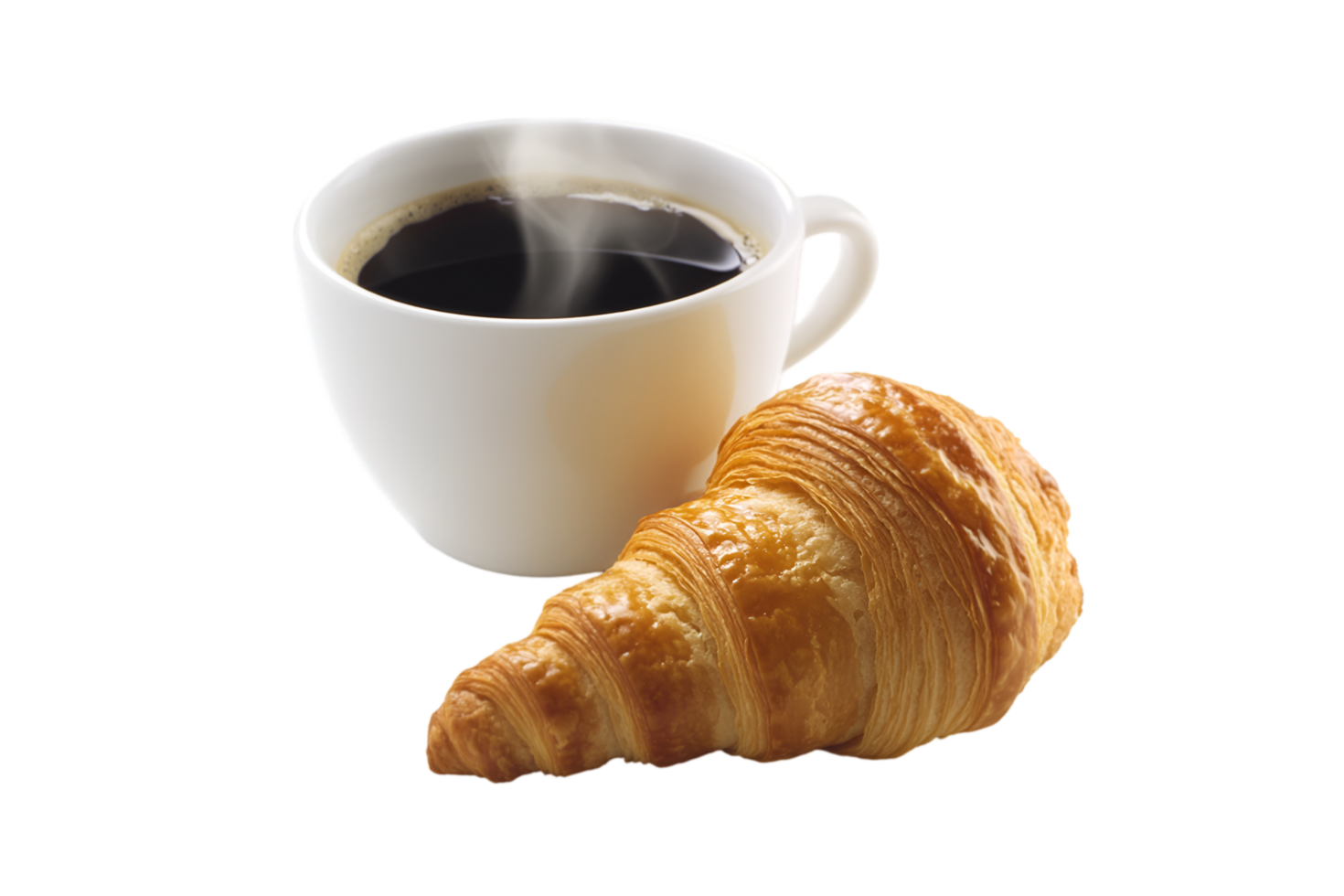 Croissant with a cup of coffee on a transparent background png