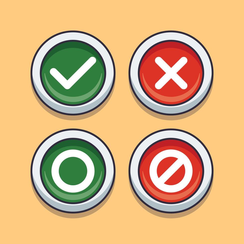 correct and wrong sign symbol - cartoon illustration. vector