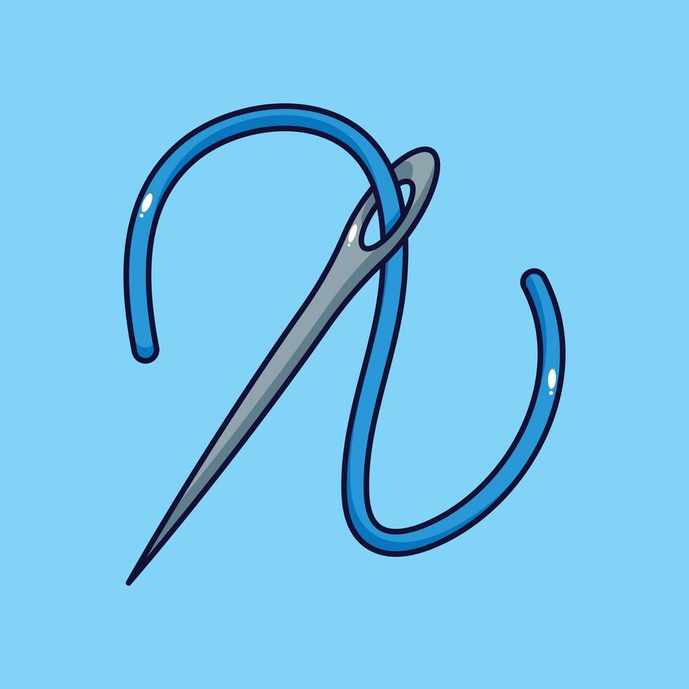 needle and thread - cartoon illustration. vector