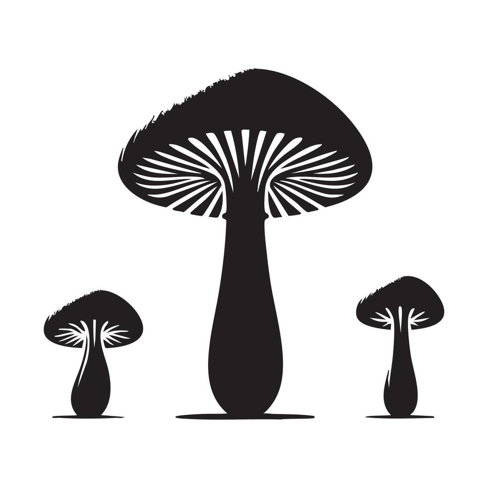 Mushrooms in silhouette form spread across a white surface vector