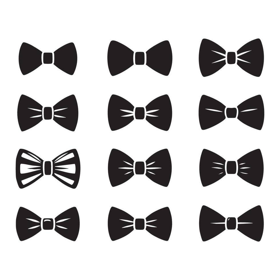 Selection of bow tie silhouettes on a plain white surface vector