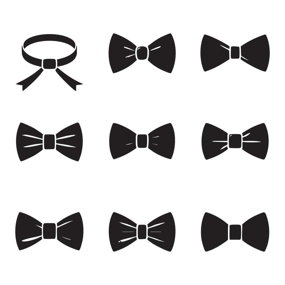 Beautifully arranged bow tie silhouettes on a white surface vector
