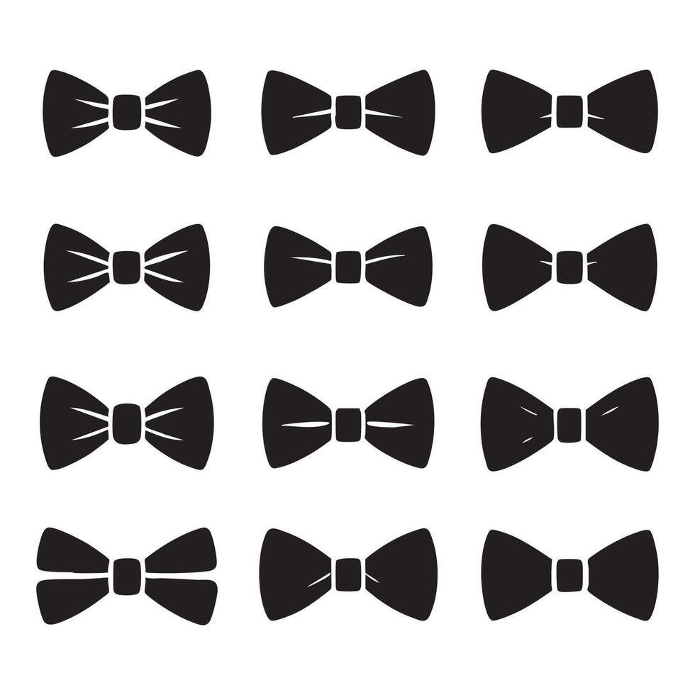 Iconic bow tie silhouettes presented on a white canvas vector