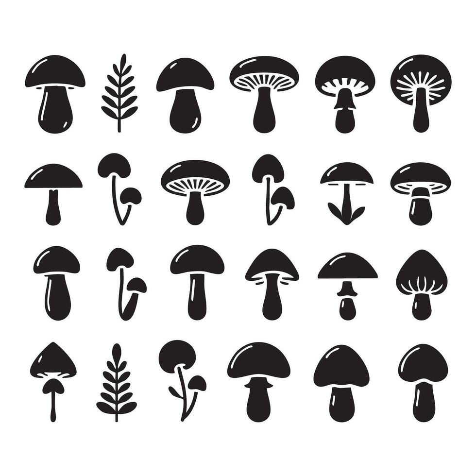 Arrangement of mushroom shapes on a white background vector