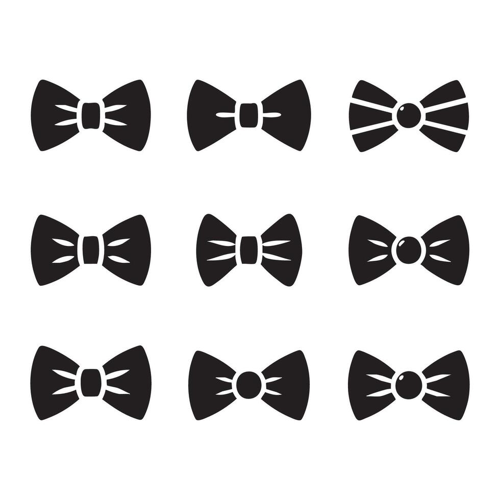 Display of bow tie silhouettes over a white background vector
