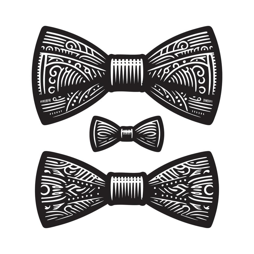 Assortment of bow tie silhouettes against a white backdrop vector