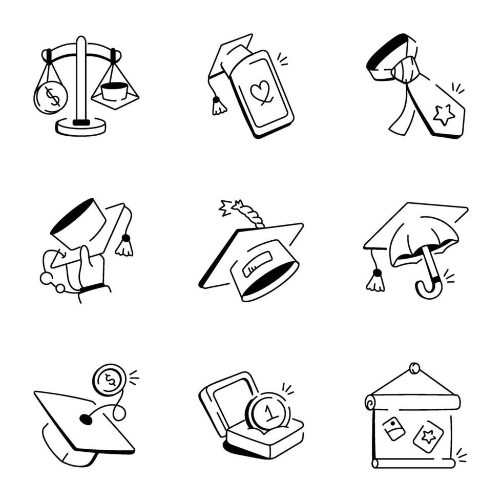 Pack of Drawing Style Learning Icons vector