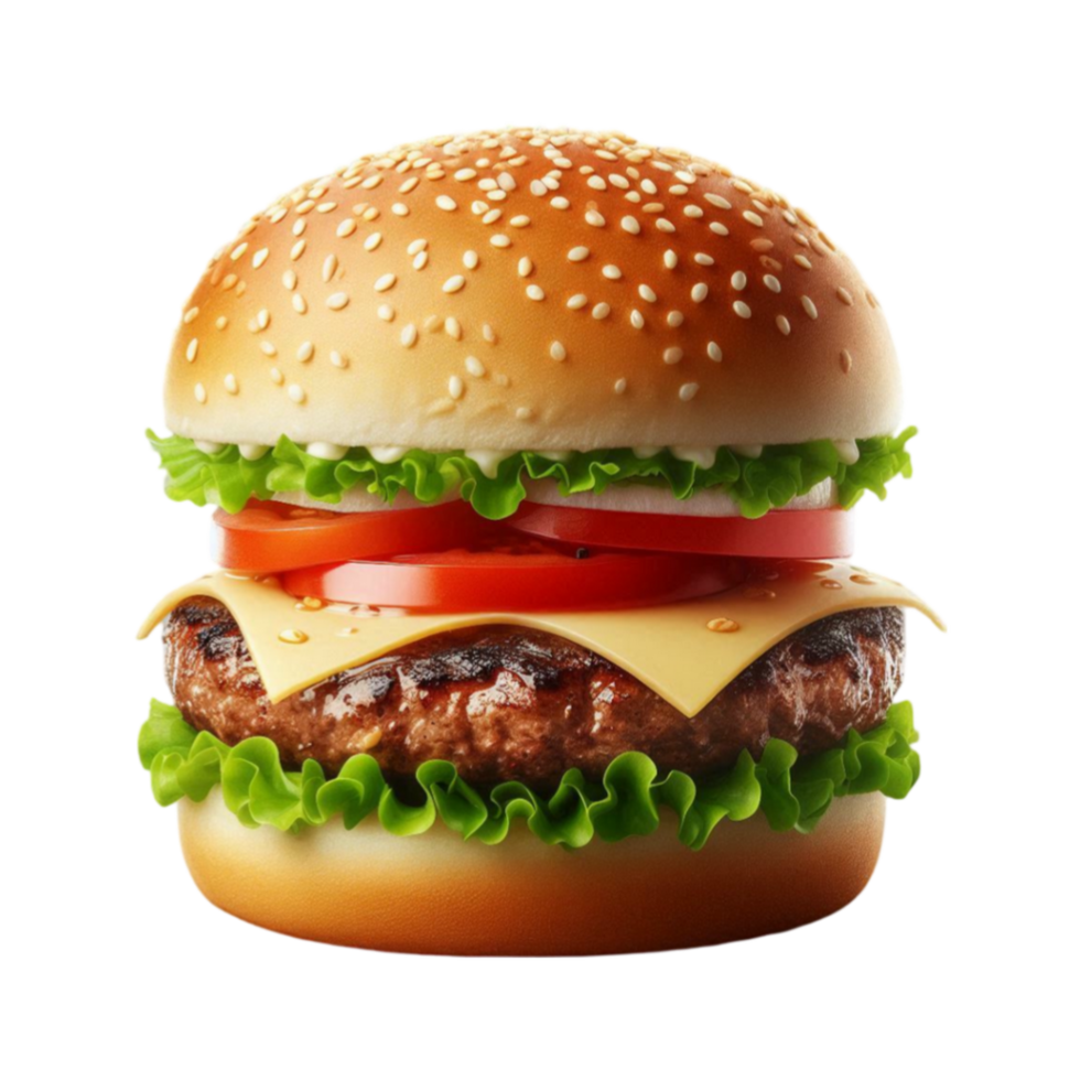 Fresh and tasty burger isolated on transparent background png