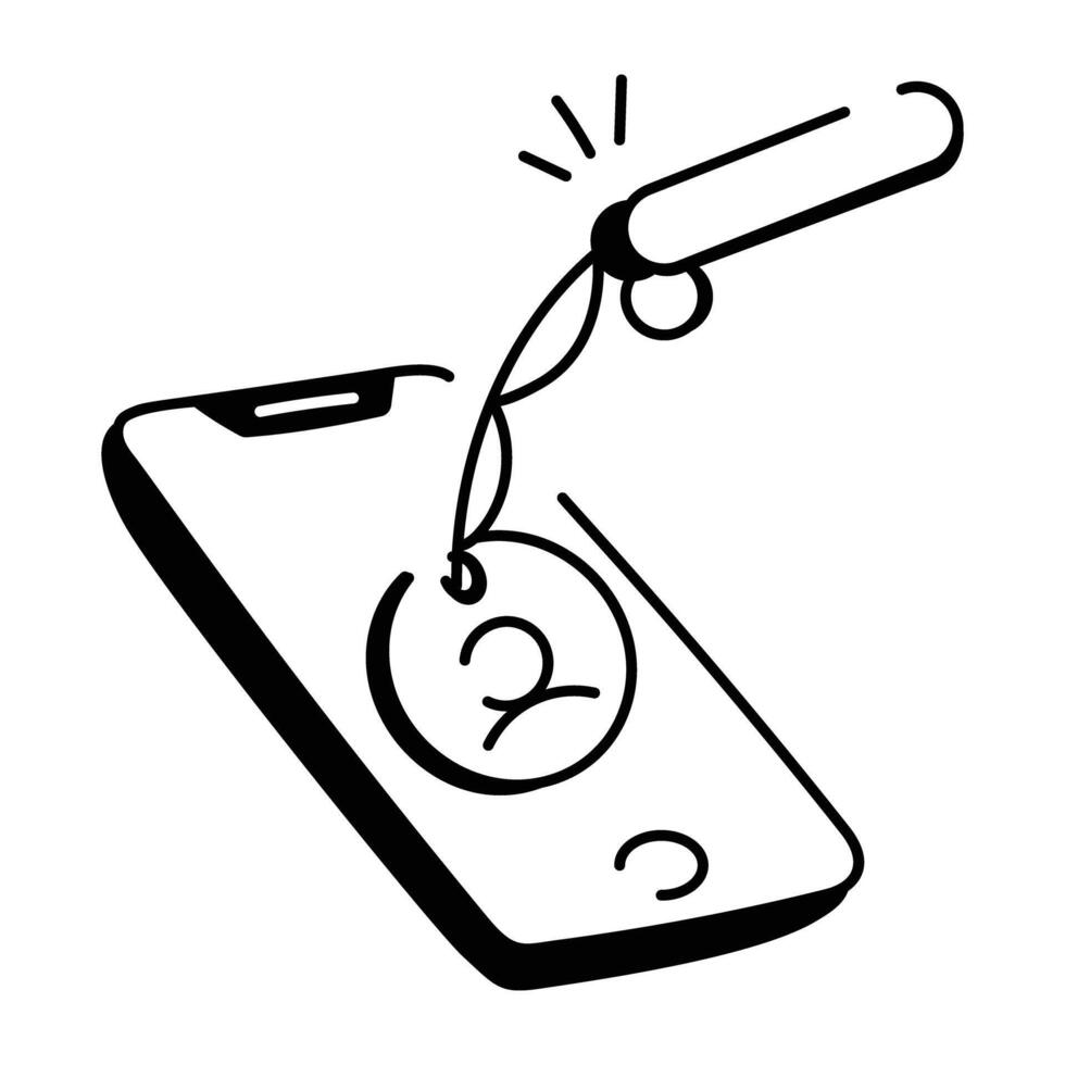 Hand drawn icon of account hacking vector