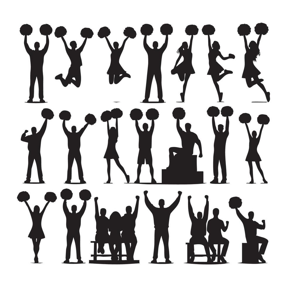 Set of cheer silhouettes featured on a white backdrop vector