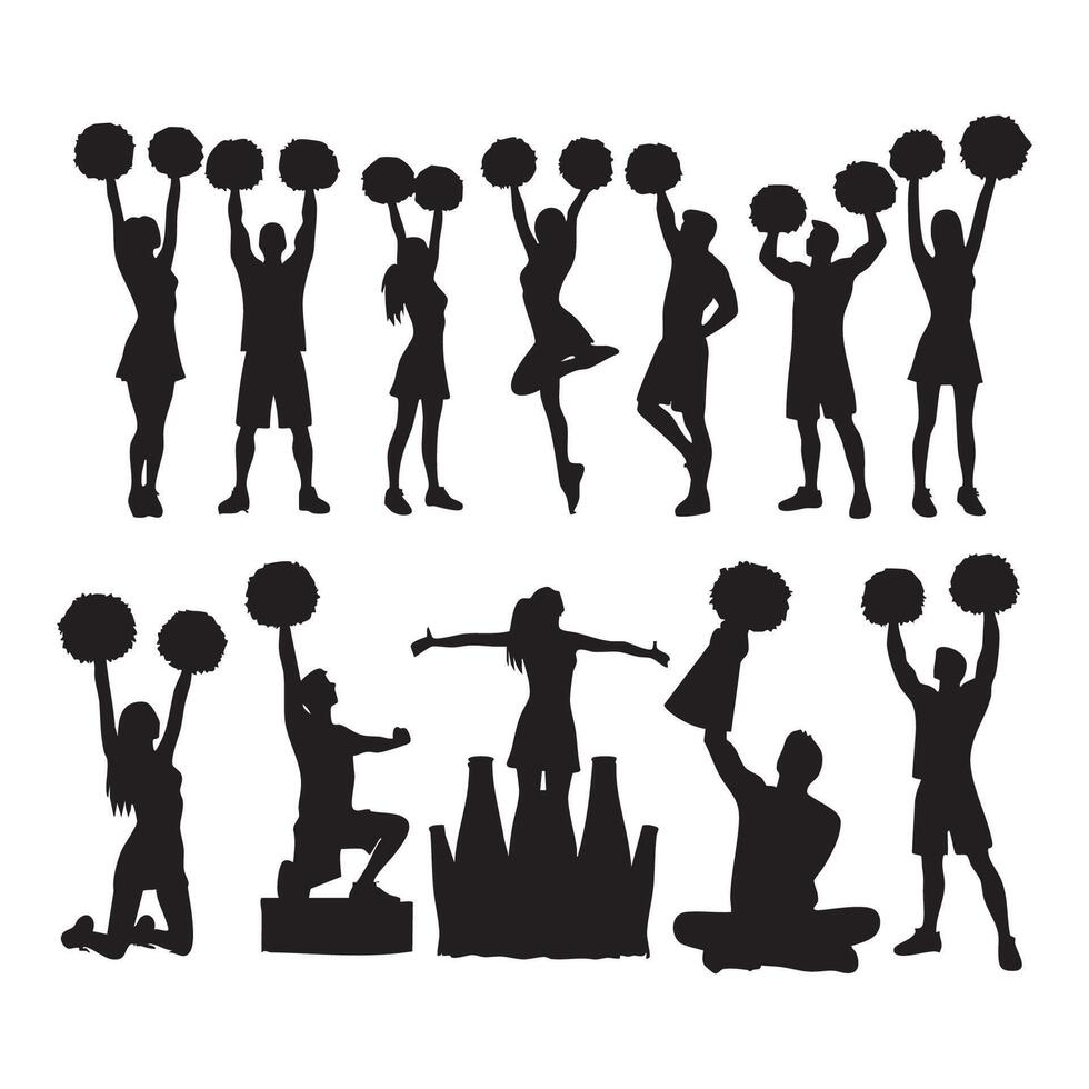 Array of cheer silhouettes juxtaposed on a white background vector