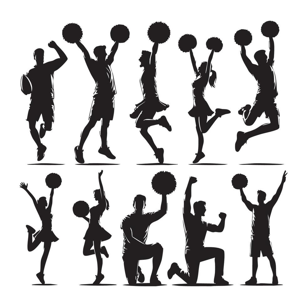 Selection of cheer silhouettes shown on a white canvas vector