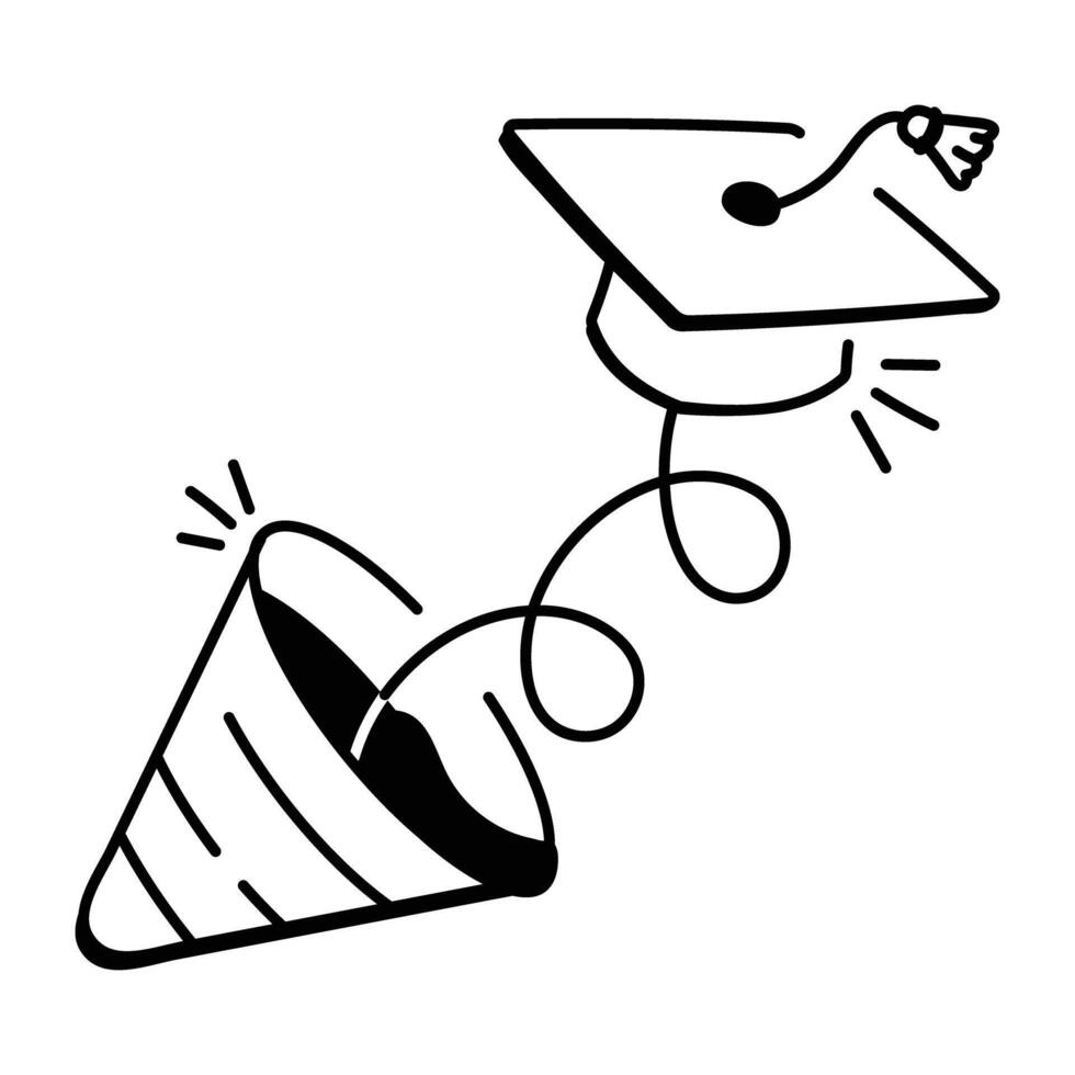 Graduation celebration icon in sketchy style vector