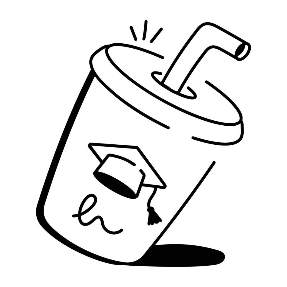 A doodle style icon of graduation glass vector