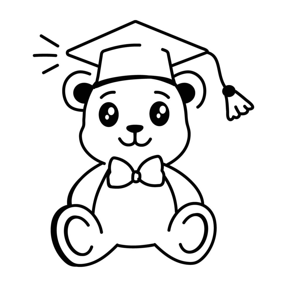Graduation teddy icon in drawing style vector