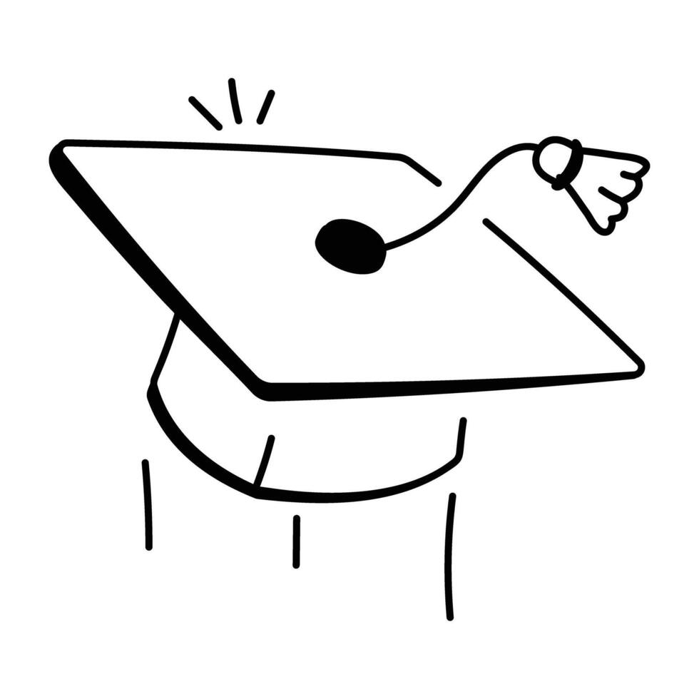 A doodle style icon of graduation cap vector