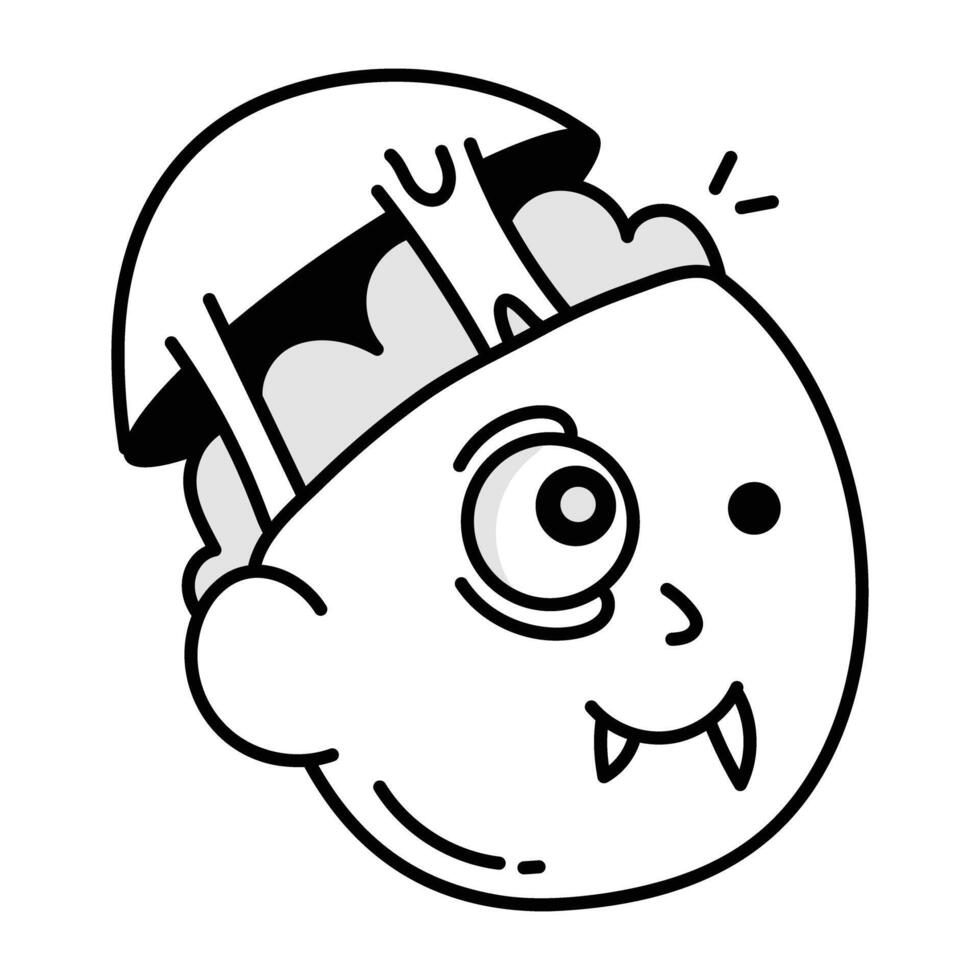 Horror character icon in drawing style vector