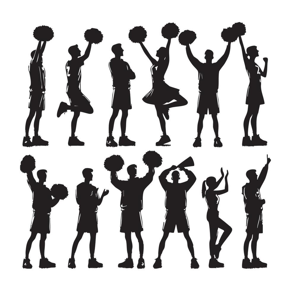Group of cheer silhouettes placed on a white background vector